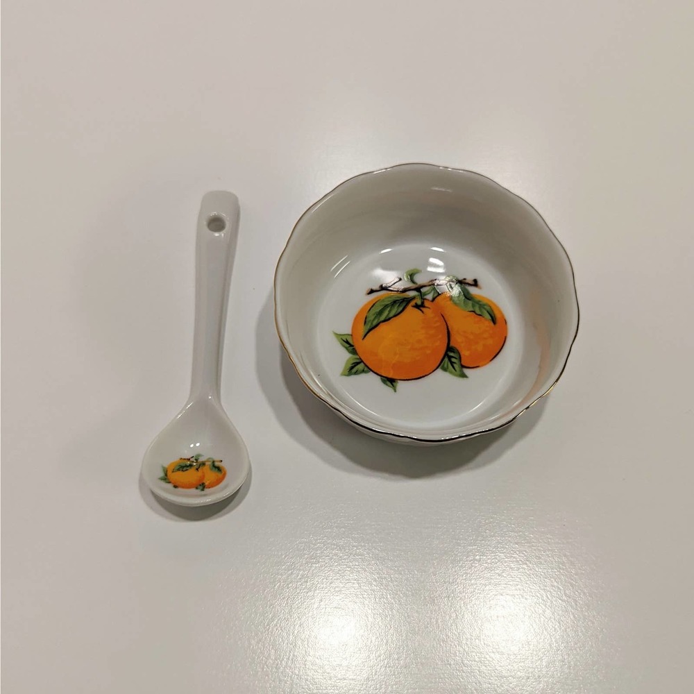 John Wagner and Sons Orange Marmalade Jelly Dessert Dish Set with Spoon Vintage - Picture 1 of 11